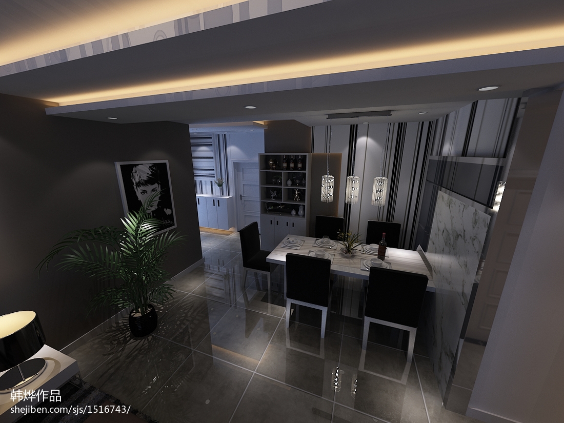 利達廣場現代簡約風三居室 餐廳空間的藝術與功能融合